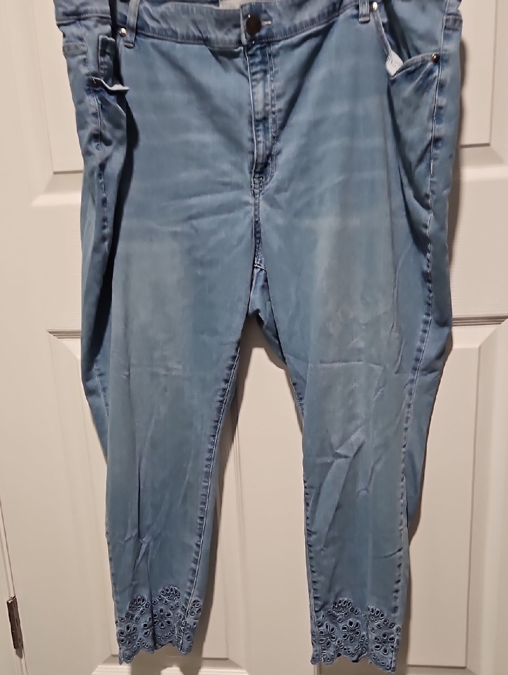 Lane Bryant Light Blue Cropped Jeans with Eyelet Hem